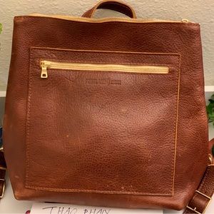 Portland leather tote backpack